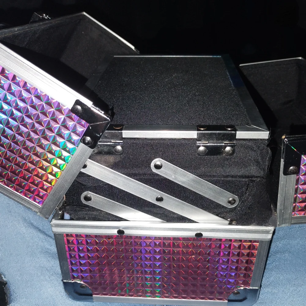 Holographic Pink and Silver Makeup Case